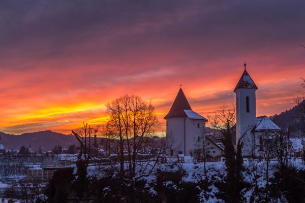 Winter sunset in Kranj