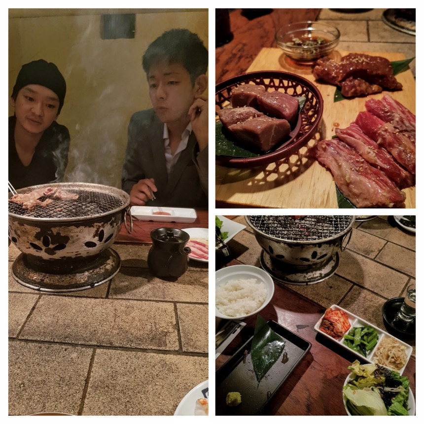 Grilled meat at a yakiniku restaurant