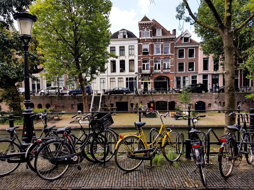 Bicycles along the canal in Utrecht